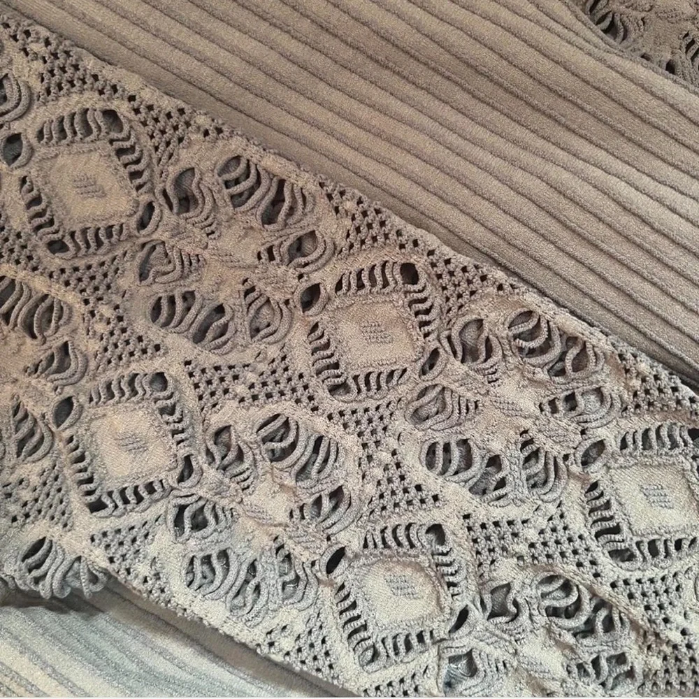 Free People Intimately purple grey laser cut lace long sleeve mock turtleneck - Picture 3 of 4